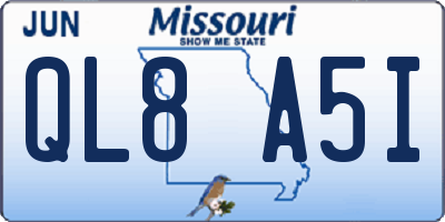 MO license plate QL8A5I
