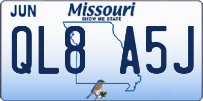 MO license plate QL8A5J