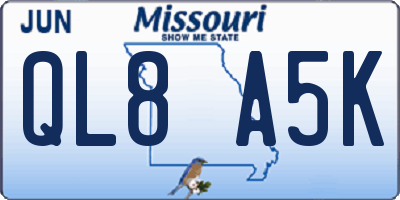 MO license plate QL8A5K