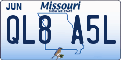 MO license plate QL8A5L