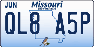 MO license plate QL8A5P