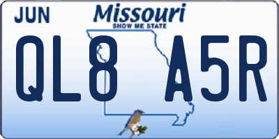 MO license plate QL8A5R