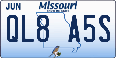 MO license plate QL8A5S