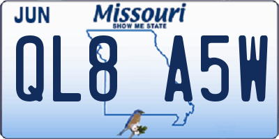 MO license plate QL8A5W