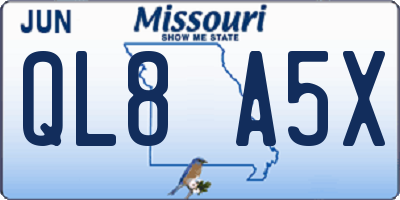 MO license plate QL8A5X