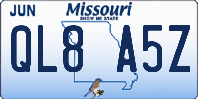 MO license plate QL8A5Z