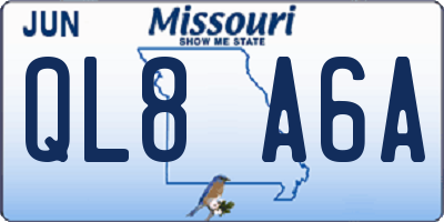 MO license plate QL8A6A