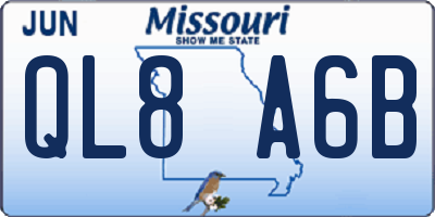 MO license plate QL8A6B