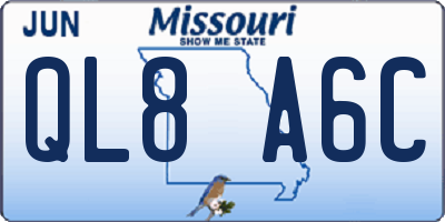 MO license plate QL8A6C