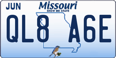 MO license plate QL8A6E