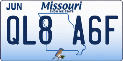 MO license plate QL8A6F