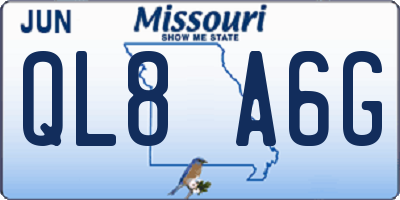MO license plate QL8A6G