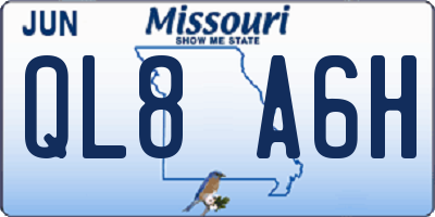 MO license plate QL8A6H
