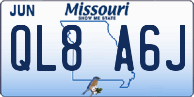 MO license plate QL8A6J