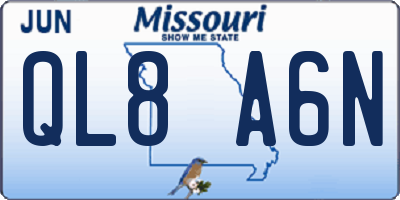 MO license plate QL8A6N