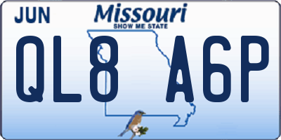 MO license plate QL8A6P