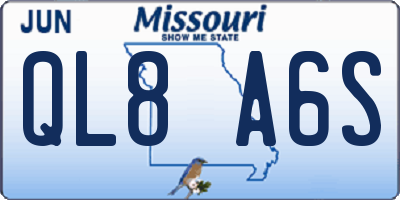 MO license plate QL8A6S