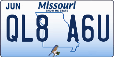 MO license plate QL8A6U