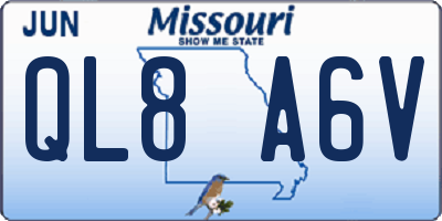 MO license plate QL8A6V