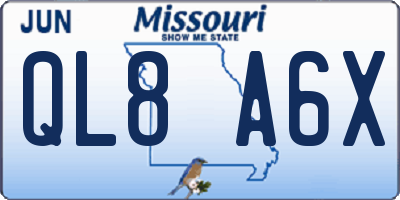 MO license plate QL8A6X