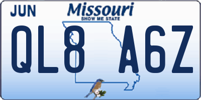 MO license plate QL8A6Z