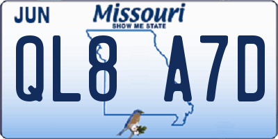 MO license plate QL8A7D