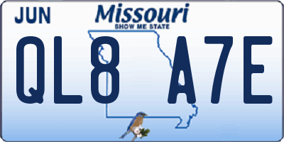 MO license plate QL8A7E