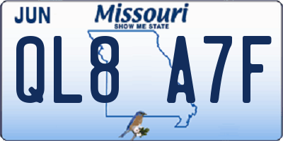 MO license plate QL8A7F
