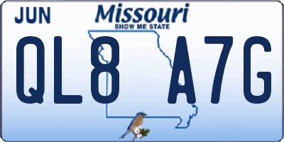 MO license plate QL8A7G