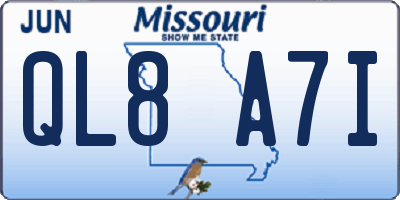 MO license plate QL8A7I