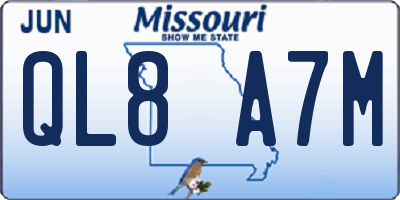 MO license plate QL8A7M