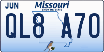 MO license plate QL8A7O