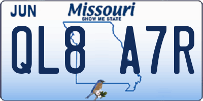 MO license plate QL8A7R