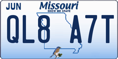 MO license plate QL8A7T