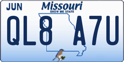 MO license plate QL8A7U
