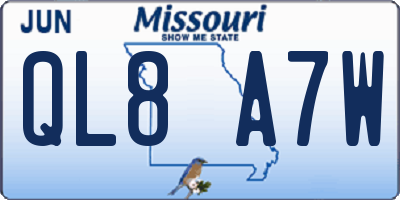MO license plate QL8A7W