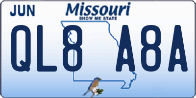MO license plate QL8A8A