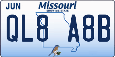 MO license plate QL8A8B