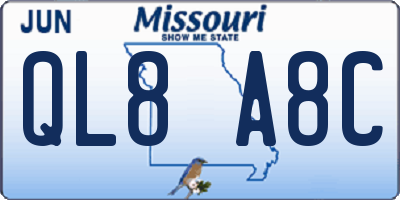 MO license plate QL8A8C
