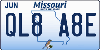 MO license plate QL8A8E