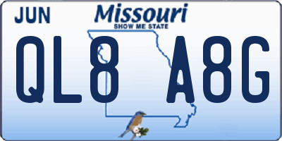 MO license plate QL8A8G