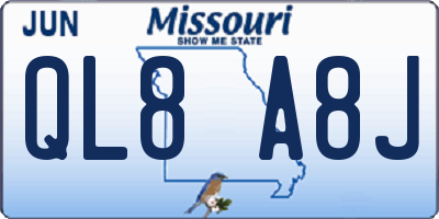 MO license plate QL8A8J