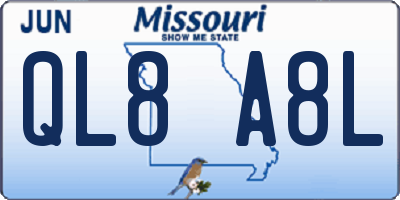 MO license plate QL8A8L