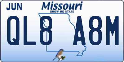 MO license plate QL8A8M