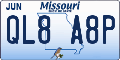 MO license plate QL8A8P