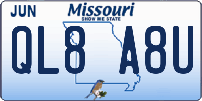 MO license plate QL8A8U