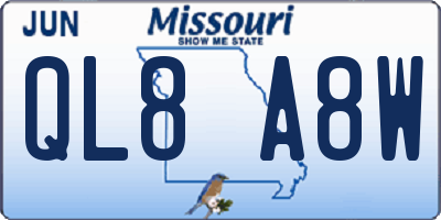 MO license plate QL8A8W