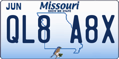 MO license plate QL8A8X