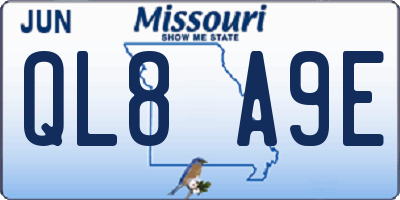MO license plate QL8A9E