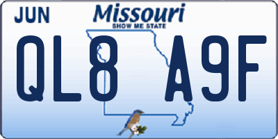 MO license plate QL8A9F